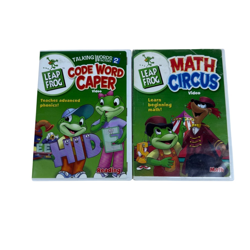 LeapFrog DVD Lot Math Circus and Talking Words Factory 2 Code Word Caper Phonics